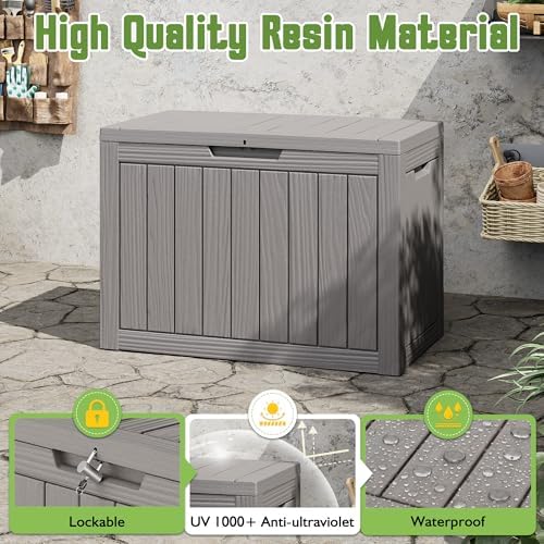 Outdoor Storage Waterproof Deck Box for Patio (55 Gallon, Grey) - Image 4