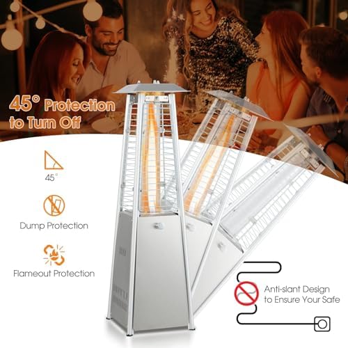 Tangkula 34" Pyramid Tabetop Propane Patio Heater, Silver - Image 3