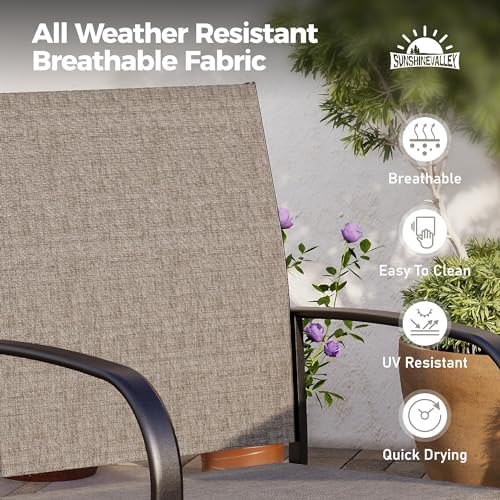 SUNSHINE VALLEY Patio Dining Set for 4, 37" Metal Table & Brown Chairs - Image 2