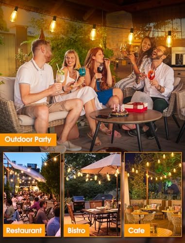 Larkvue 25FT Outdoor String Lights, Patio Lights with 10+1 LED Dimmable Waterproof Shatterproof ST38 Retro Edison 2700K Bulbs for Balcony Yard, Black - Image 6