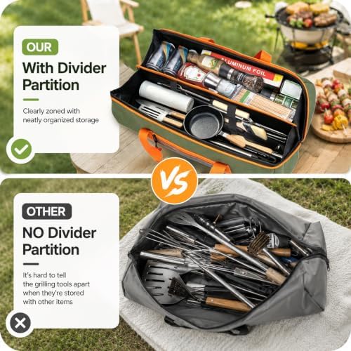 22'' Grill Tool Storage Bag with Inner Divider, BBQ Tool Storage - Image 3