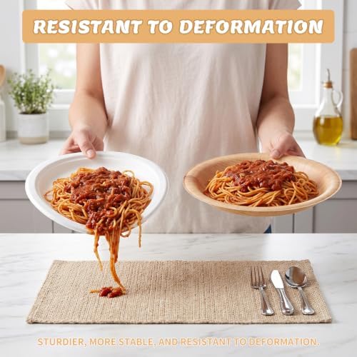 30 Pcs Wood Grain Paper Plates 10 Inch, Double Thick & Extra Sturdy Wood Paper Plates, Microwave Safe, Soak Proof Disposable Plates for Woodland Baby Shower, Camp Party, Birthday Party - Image 3