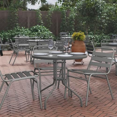 Flash Furniture 31.5 in Metal Round Table, Silver - Image 2
