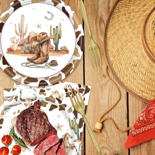 48pcs Cowboy Party Decoration Set,16 Dessert plate,16 Napkin And 16 Fork,Cowboy Disposable tableware for 16 persons,Used for Cowboy Party Supplies - Image 5