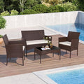Shintenchi 4 Piece Outdoor Patio Furniture Set, Wicker Rattan Patio Conversation Set, Outdoor Chairs and Loveseat with Coffee Table for Porch, Yard & Poolside (Brown) by Shintenchi%7CFurnitureMadeforRealLife