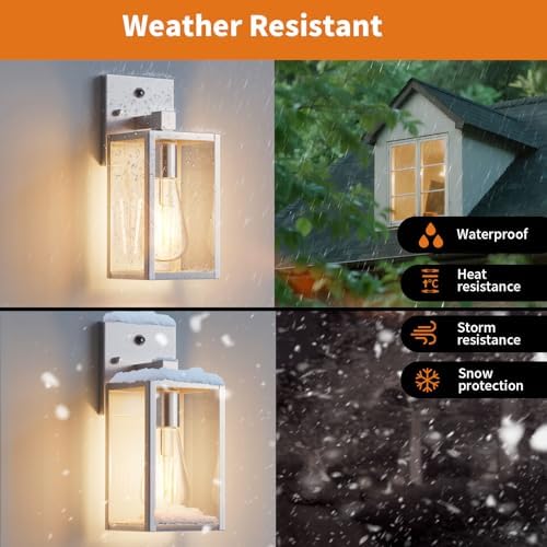 2 Pack Silver Dusk to Dawn Exterior Lighting Fixtures Wall Mount, Sensor Outside Front Porch Lights for House, Outdoor Lantern Lamp, Waterproof Wall Sconce Lights, Coach Light for Garage Entryway - Image 3