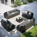 Aoxun Patio Furniture Set, 11 Piece Outdoor Sectional Sofas with Waterproof Cover, 10 Seats Wicker Rattan Outdoor Furniture Patio Conversation Set for Backyard, Garden Dark Grey by Aoxun