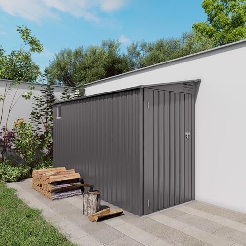 Outdoor Metal Storage Shed, Galvanized Steel Garden Shed with Sloped Roof & Air Vents, Waterproof Rust-Resistant Backyard Tool Storage House for Patio Lawn Garden Trash Can Storage, Easy Assembly - Image 2