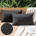 MIULEE Decorative Outdoor Pillow Covers Lumbar Waterproof 12x20 Black by MIULEE