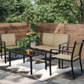 Greesum 4 Pieces Patio Furniture Set, Outdoor Conversation Sets for Patio, Lawn, Garden, Poolside with A Glass Coffee Table, Beige by BuynowfromGreesum