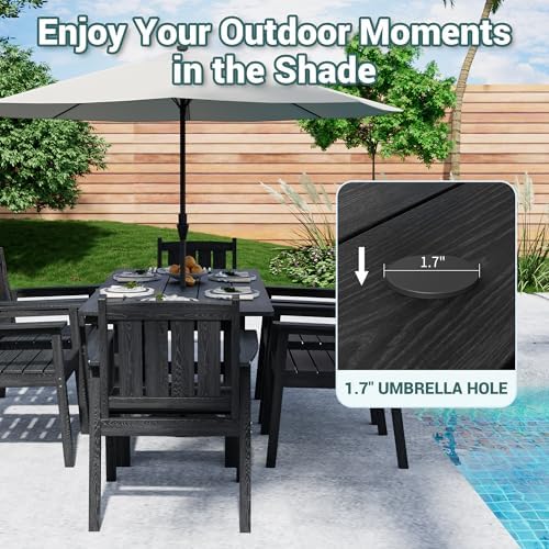 Pamapic Patio Dining Table Set, 7-Piece Outdoor Dining Set for 6, Black - Image 3