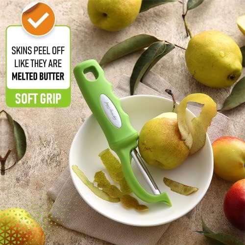 Spring Chef Swivel Vegetable Peeler with Soft Grip Handle, Set of 2, Green - Image 6