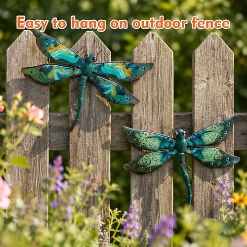 LIFFY Metal Dragonfly Wall Decor Set of 2 for Outdoor Garden & Home - Image 2