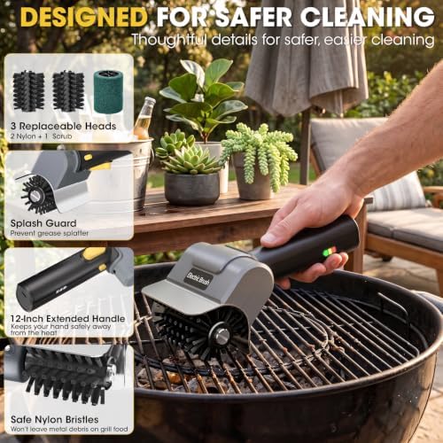 Upgraded Electric Grill Brush, Cordless Electric Grill Cleaner, Hard Nylon Heads, Dual Safety Lock, 2600mAh Battery - Image 4