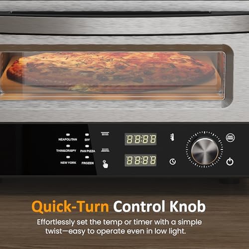 Pizza Oven Indoor Outdoor: Heats up to 750℉, Up to 12" Electric Countertop Pizza Maker with 6 Presets, Control Knob, Portable Pizza Cooker Warmer for Home, Camping, Pizza Stone, Pizza Peel - Image 4