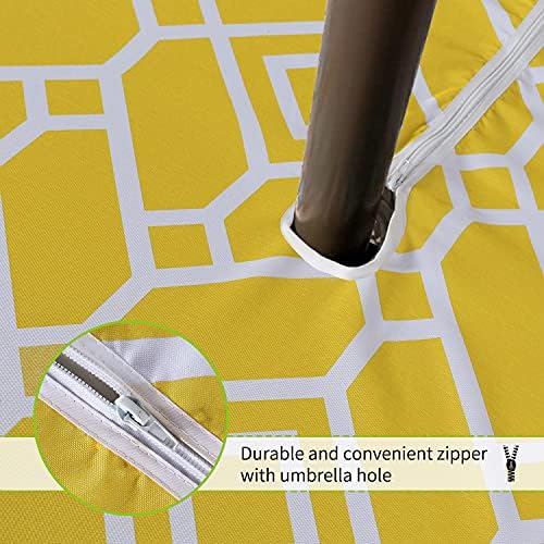 LUSHVIDA Moroccan Outdoor Tablecloth with Umbrella Hole, 60x84 Inch Yellow - Image 5