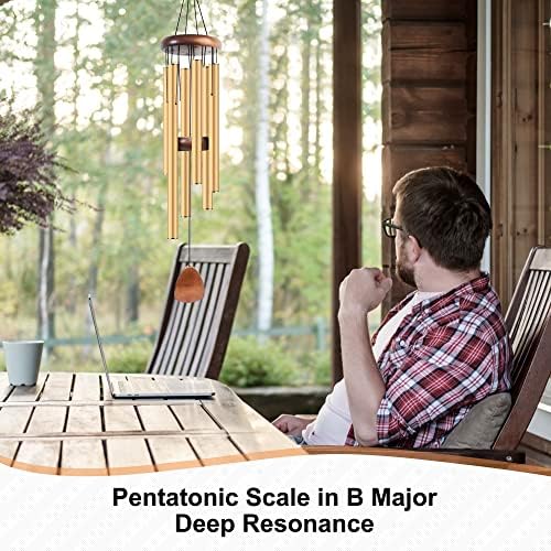 Bursvik 37" Aluminum Wind Chimes for Outside (Gold), Patio Zen Decor Gift - Image 5