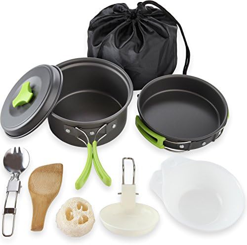MalloMe Camping Cookware Mess Kit for Backpacking Gear – Camping Cooking Set - Camping Pots and Pans Set - Backpacking Stove/Portable Stove Compatible - Camp Kitchen Equipment Accessories Pot - Image 3