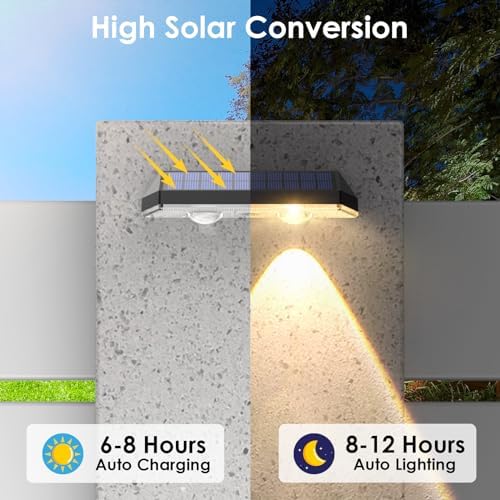 Solar Fence Lights Outdoor, 2700/4000/6000K 3 Mode, 8-12H, Black, 8 Pack - Image 5