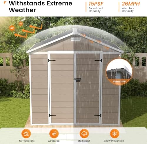 UDPATIO Resin Storage Shed 8 x 6 FT, Plastic Outdoor Storage Shed for Patio - Image 3