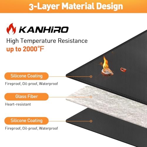 kanhiro Large 65 x 48 inches Under Grill Mat for Outdoor Grill, Indoor Fireplace/Fire Pit Mat, Double-Sided Fireproof Grill Pad, Oil-Proof Waterproof BBQ Protector for Decks and Patios - Image 3