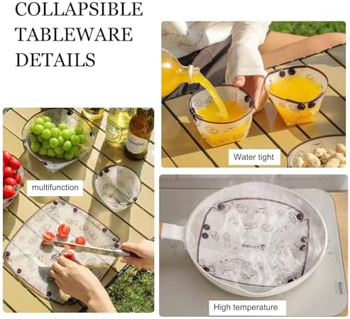 MIUPOO Collapsible Bowl Set,Portable Mess Kit,Food Grade Material Free Folding Bowl for Lunch Family Picnic,7×5.5×3.5 Inches,4 Pieces. - Image 4