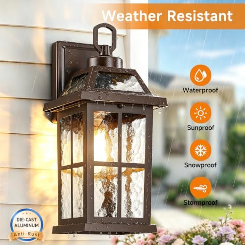 14 '' Outdoor Lights for House 2 Packs, Brown Exterior Light Fixtures - Image 6