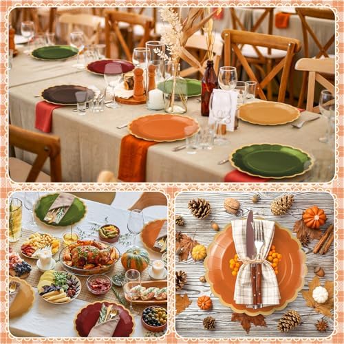 96 Pcs Fall Paper Plates 9 Inch Gradient Color Scalloped Plates - Image 5