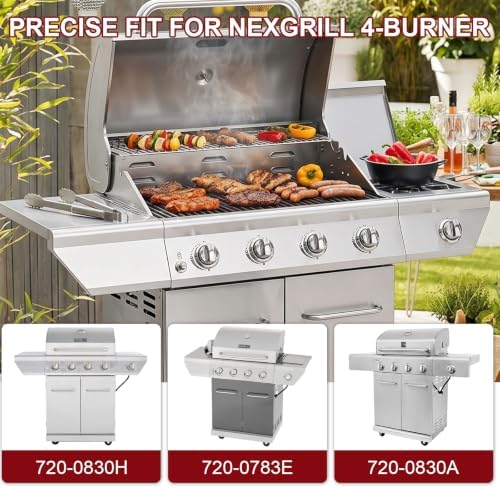 CANDANA Replacement Parts for Nexgrill 4 Burner 720-0830H 720-0830D 720-0783C 720-0783E 720-0958A, 17" Stainless Steel Grill Grate, Grill Burner, Heat Plate, Drip Pan, Igniters for 5 Burner 720-0888N - Image 4