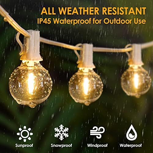 Mlambert 50Ft Outdoor String Lights, G40 Globe Patio Lights with 25+2 Waterproof Shatterproof LED Bulbs for Balcony Porch Bistro Deck-White Wire - Image 3