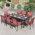 HERA'S HOUSE 9pc Outdoor Patio Dining Set for 8, Textilene Chairs, Red by HERASHOUSE