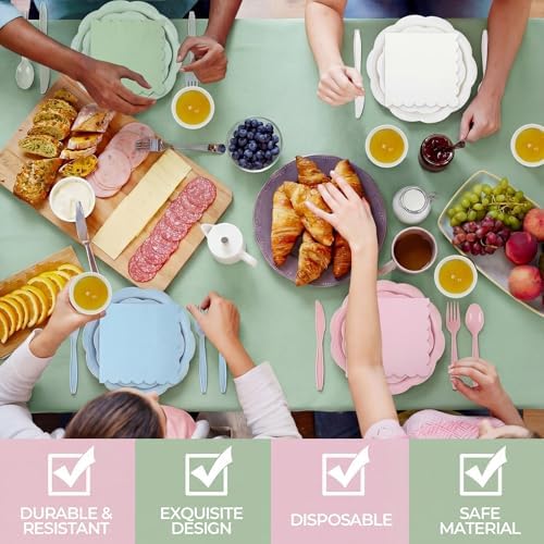 Havawish 340 Pcs Pastel Sweet Style Gingham Party Supplies - Image 4