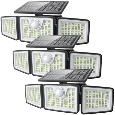 daphino 2500LM Solar Lights, Motion Sensor Outdoor Lights, 3-Head, 3 Pack by ChargebySunLightUpHome