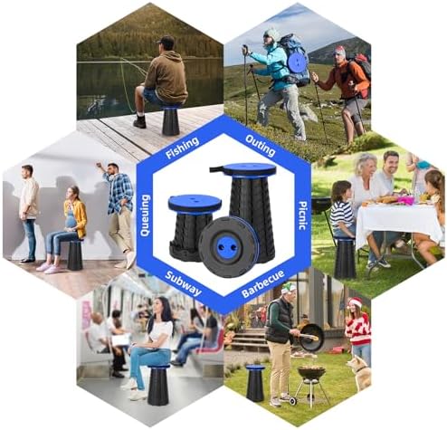 Qiguet Collapsible Stool, Folding Chair - Upgraded Portable Chair with 400lbs Load Capacity, Perfect for Camping, Fishing, Hiking - Folding Stool with Carrying Straps, Gifts for Fisherman (Blue) - Image 6