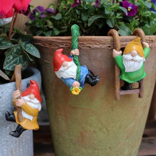 3 PCS Climbing Gnomes Tree Faces Decor Outdoor for Yard, Gnomes Statue, Outdoor Fairy Garden Resin Crafts, Flower Pot Landscape Dwarf, Micro Landscape Pendant Ornaments (3 PCS) - Image 2