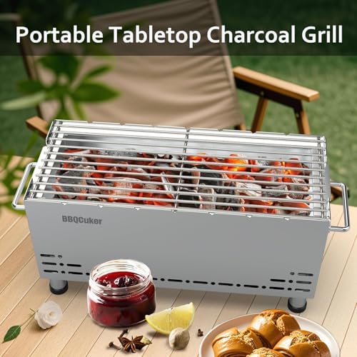 Portable Tabletop Charcoal Grill with Travel Bag, 170 Sq. In.Cooking Area - Image 2
