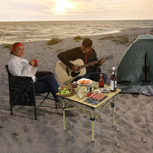 TeqHome Portable Camping Table, Camping Table Foldable with Carrying Bag, Ultralight Carbon Steel Beach Table Indoor Outdoor for Camping Picnic BBQ Beach Party Patio Fishing Carbon Steel - Image 2