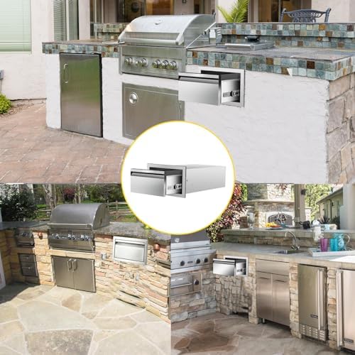 Outdoor Kitchen Drawers 14" W x 8.5" H x 23" D Flush Mount Single BBQ Drawers Built-in Stainless Steel Drawer for Outdoor Kitchen Island, Patio Grill Station - Image 6