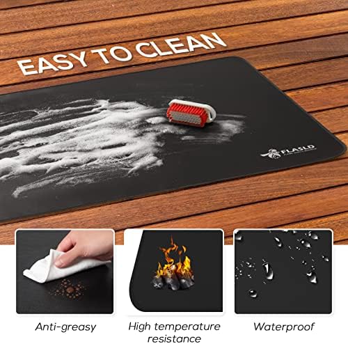 FLASLD 36 x 48 inches Under The Grill Protective Deck and Patio Mat, Fireproof Fireplace Mats to Protect Floor and Deck, Waterproof and Oil-Proof Pad Protector for Grass Lawn, Black - Image 4