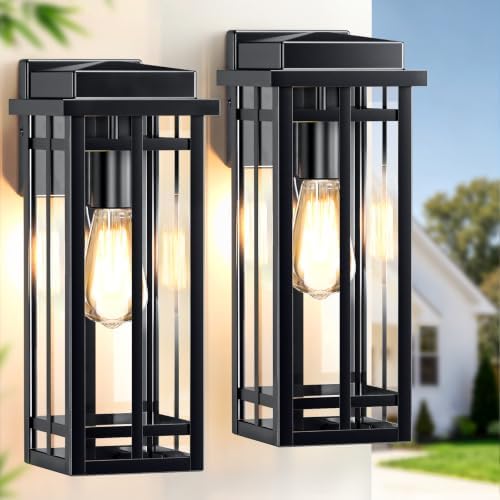 13.8'' Outdoor Wall Light Fixtures 2 Packs, Black Porch Lights by MYHXQ
