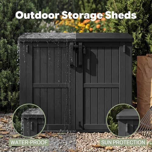 LHBcraft Outdoor Storage Cabinet 36 Cu Ft, Portable Horizontal Storage Shed with Lockable Doors, Easy to Assemble, Waterproof Outdoor Storage Box for Backyards - Image 3