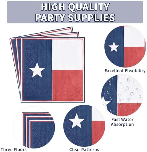 Grencian 96Pcs Texas State Flag Theme Party Decorations, Serves 24 - Image 3