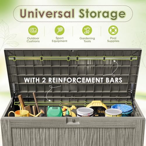 Devoko 125 Gallon Outdoor Storage Box, Waterproof Resin Deck Box - Image 4