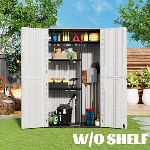 Mrosaa Outdoor Storage Cabinet Waterproof,Resin Vertical Storage Shed Lockable, 66 Cubic Feet Outdoor Storage Box for Garden/Backyard/Home/Pool - Image 3