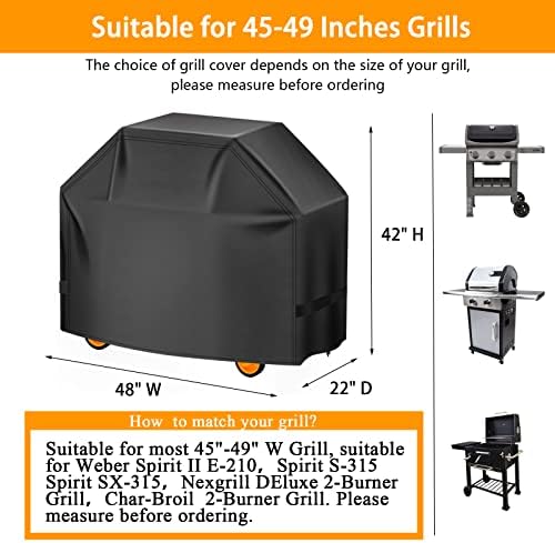 Aoretic Grill Cover, 48 inch BBQ Gas Grill Cover for Outdoor Grill, Charbroil Grill Cover Barbecue Waterproof, Anti-UV for Weber Char-Broil Monument, Dyna-glo Nexgrill Spun Polyester - Image 2
