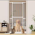 Snuowu 51"-87" Extra Tall Pet Gate for Cats, 29.5"-40.5" Wide Pressure Mounted No-Drilling Safety Dog Gate, Metal Walk-Thru Barrier for Doorways, Stairs, Kitchens, White by SNUOWU