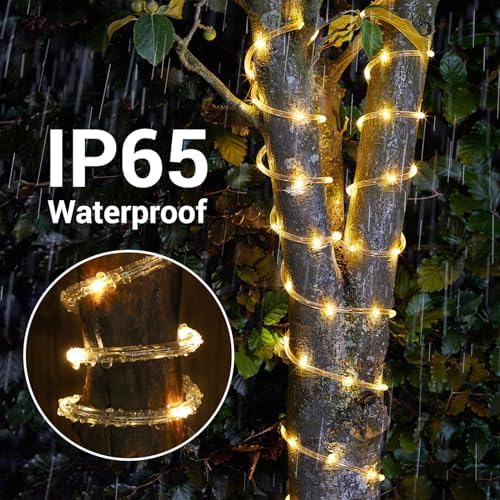 Solar Rope Lights, 33ft 100LED Solar String Lights, 8 Modes, Waterproof - Image 6