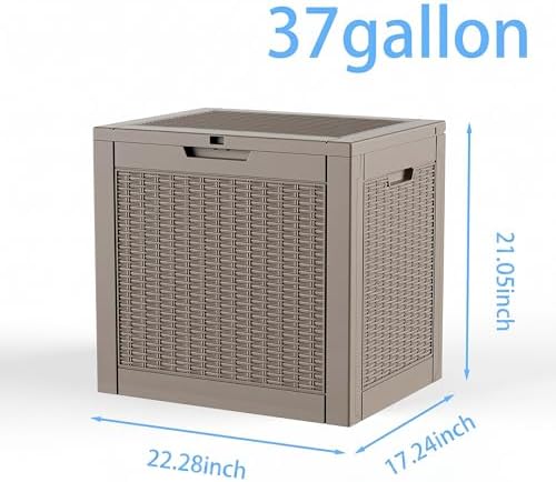 PatioZen 37 Gallon Deck Box,Waterproof Resin Outdoor Storage Boxes, Outside Storage Lockable Container for Garden Tools,Indooor Cushions,Accessories (Grey) - Image 2