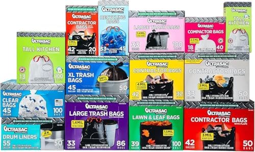 Ultrasac Heavy Duty 45 Gallon Trash Bags Huge 50 Count/w Ties) - 1.8 MIL - 38" x 45" - Large Black Plastic Garbage Bags for Contractor, Industrial, Home, Kitchen, Commercial, Yard, Lawn, Leaf - Image 4