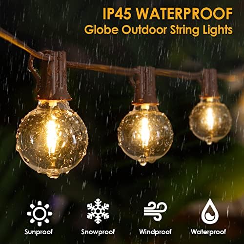 Mlambert 50Ft Outdoor String Lights, G40 Globe Patio Lights with 25+2 Waterproof LED Hanging Plastic Bulbs for Gazebo Pergola Cafe Bedroom-Brown Wire - Image 2